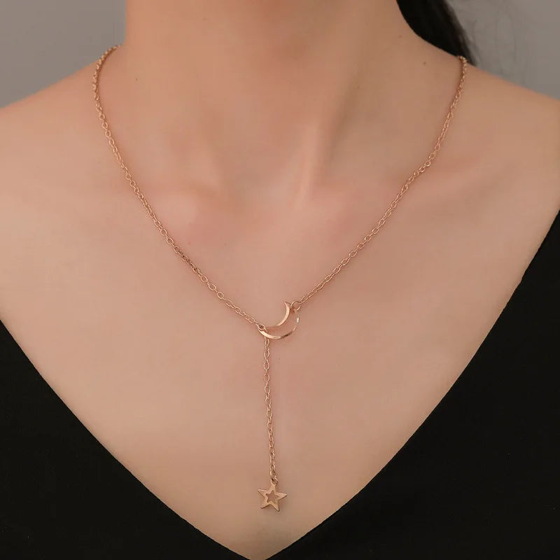 Moon Star Necklace Gold Color