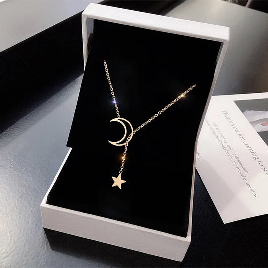 Moon Star Necklace Gold Color