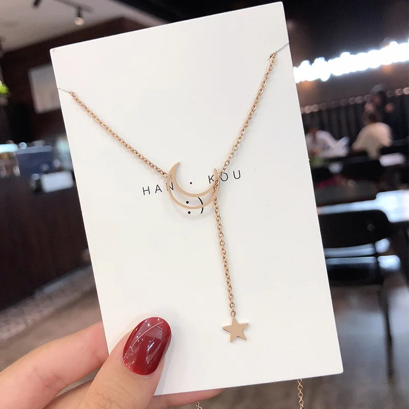 Moon Star Necklace Gold Color