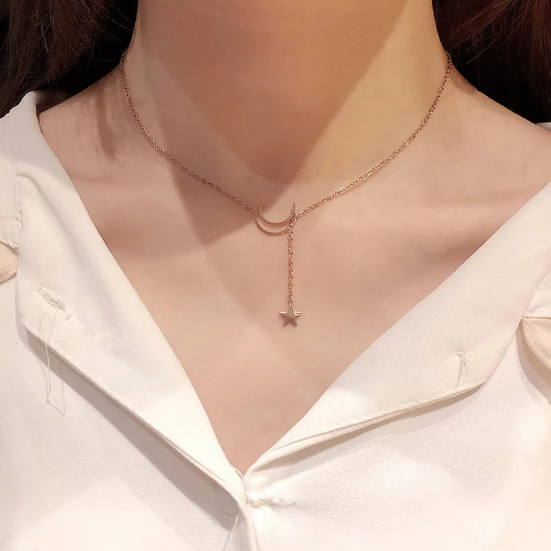Moon Star Necklace Gold Color