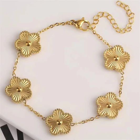 Stainless Steel Flower Bracelet  Golden